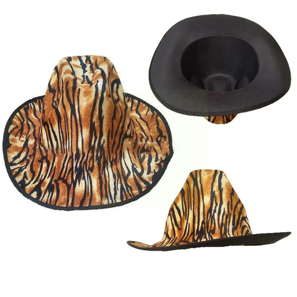 

Double Sided Cow Pattern Top Hat Women Hat Rolled Brim Cowboy Hat Fedora Winter Thick Ladies Warmth Western Hat Felt Jazz H Z1e6