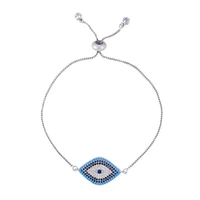 boho beach jewelry turkey blue eye bracelet pave colorful zircon link charm silver plated beaded rope chain for party lucky gift