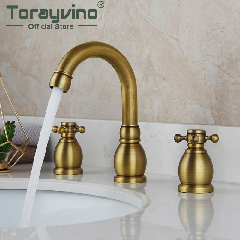 Смеситель для раковины Torayvino в античном стиле латунный кран ванной комнаты с 3