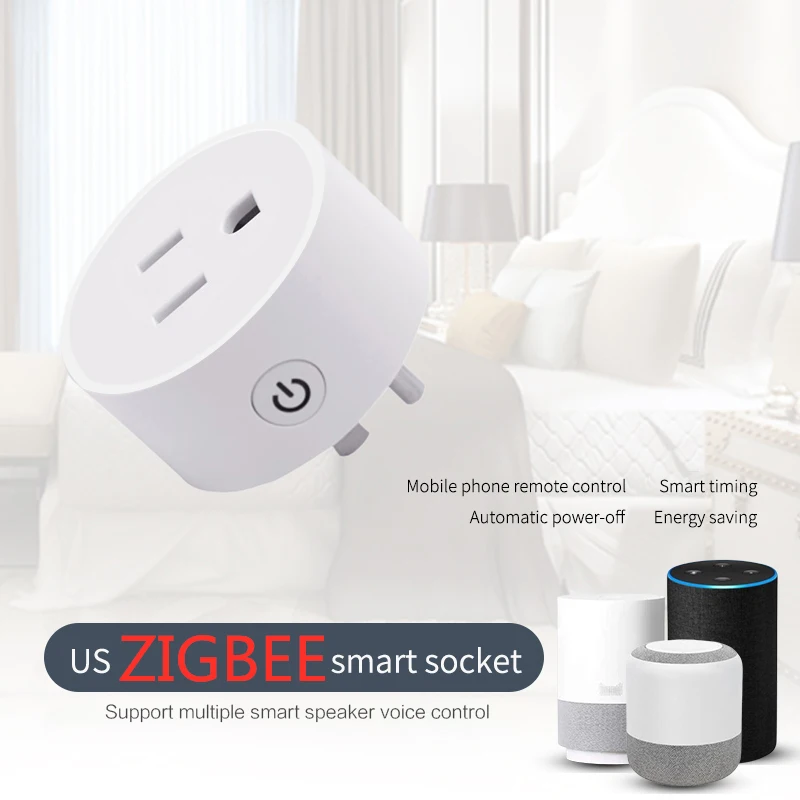 Смарт-розетка Tuya Zigbee Беспроводная розетка стандарта США 15 А | Обустройство дома