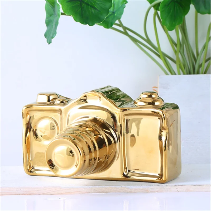 

Minimalist Ceramic Camera Ornaments Home Decoration Furnishing Bedroom Study Ornament Crafts Decor Golden Silver Model Gift