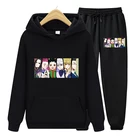 Зимние толстовки Hunter X Hunter с длинным рукавом, свободная толстовка и штаны для бега, спортивные костюмы Harajuku, повседневные женские комплекты из двух предметов