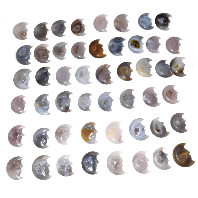 Кристалл луна лицо срез Агатовой друзы натуральный драгоценный камень резные