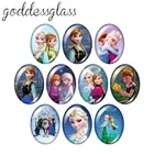 Disney с принцессами Эльзой и Анной, 10 шт, смешанные цвета, 13x1 8 мм18x2 5 мм30x40 мм Овальный фото кабошоны разрисованные изделия из стекла с плоской задней частью браслетов украшения своими руками