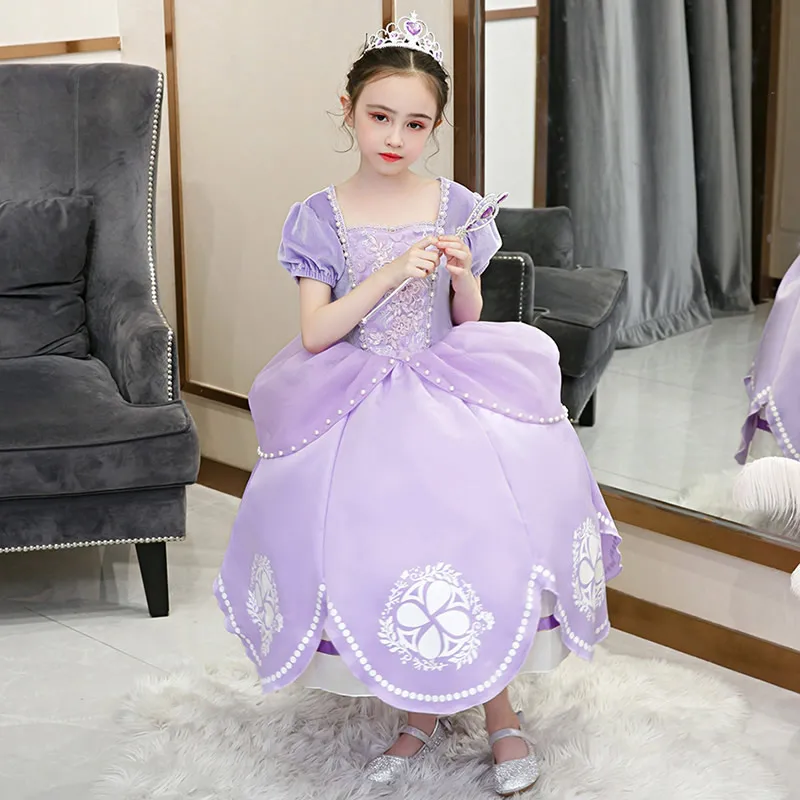 Little Princess Sofia Dresses For Girls Purple Evening Dress Baby Girl Gorgeous Ball Gown Fluffy Prom Frocks Kids Fancy Costumes | Детская