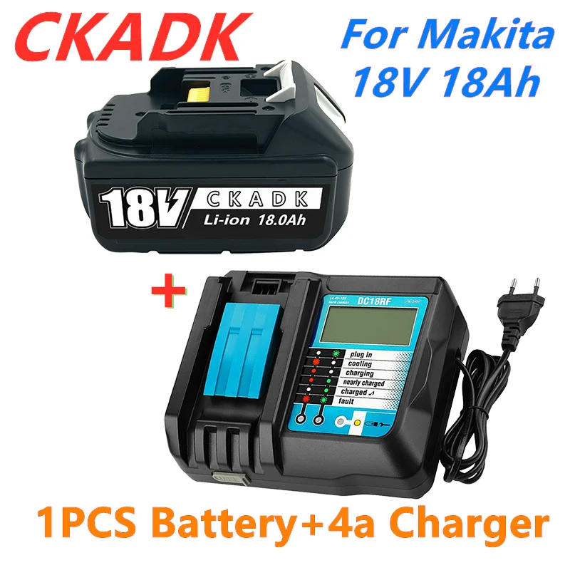 

Аккумуляторная батарея BL1860, 18 в, 18000 мАч, литий-ионная батарея для Makita 18 в, аккумулятор BL1840, BL1850, BL1830, BL1860B, LXT 400 с зарядным устройством