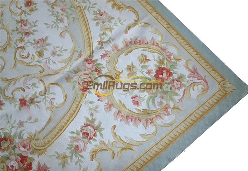 

ELEGANT FLORAL ANTIQUE HANDKNOTTED WOOL AUBUSSON CARPET WOVEN NEW LISTING WOOL RUG CARPET