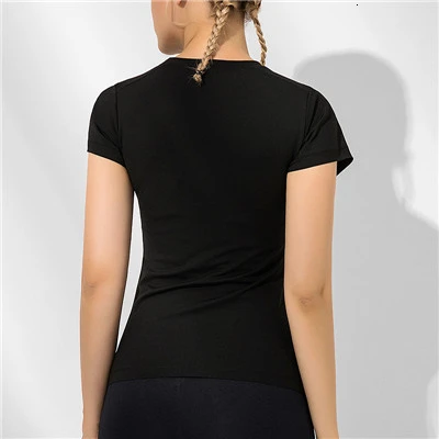 Black Sport Top Топ для йоги, фитнес, женская спортивная рубашка, спортивный топ, рубашка для йоги, спортивный топ с коротким рукавом, гимнастическая майка, Женская Спортивная одежда для женщин - Цвет: Black Sport Top
