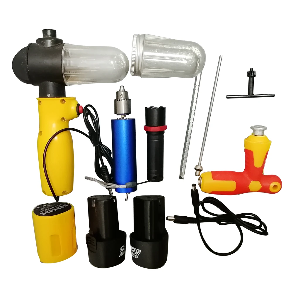 Pistola el&eacute;ctrica de pulverizaci&oacute;n de polvo de 12V, bater&iacute;a de iones de litio recargable + Mini herramientas de taladro, juego de accesorios el&eacute;ctricos de Micro Taladro-0