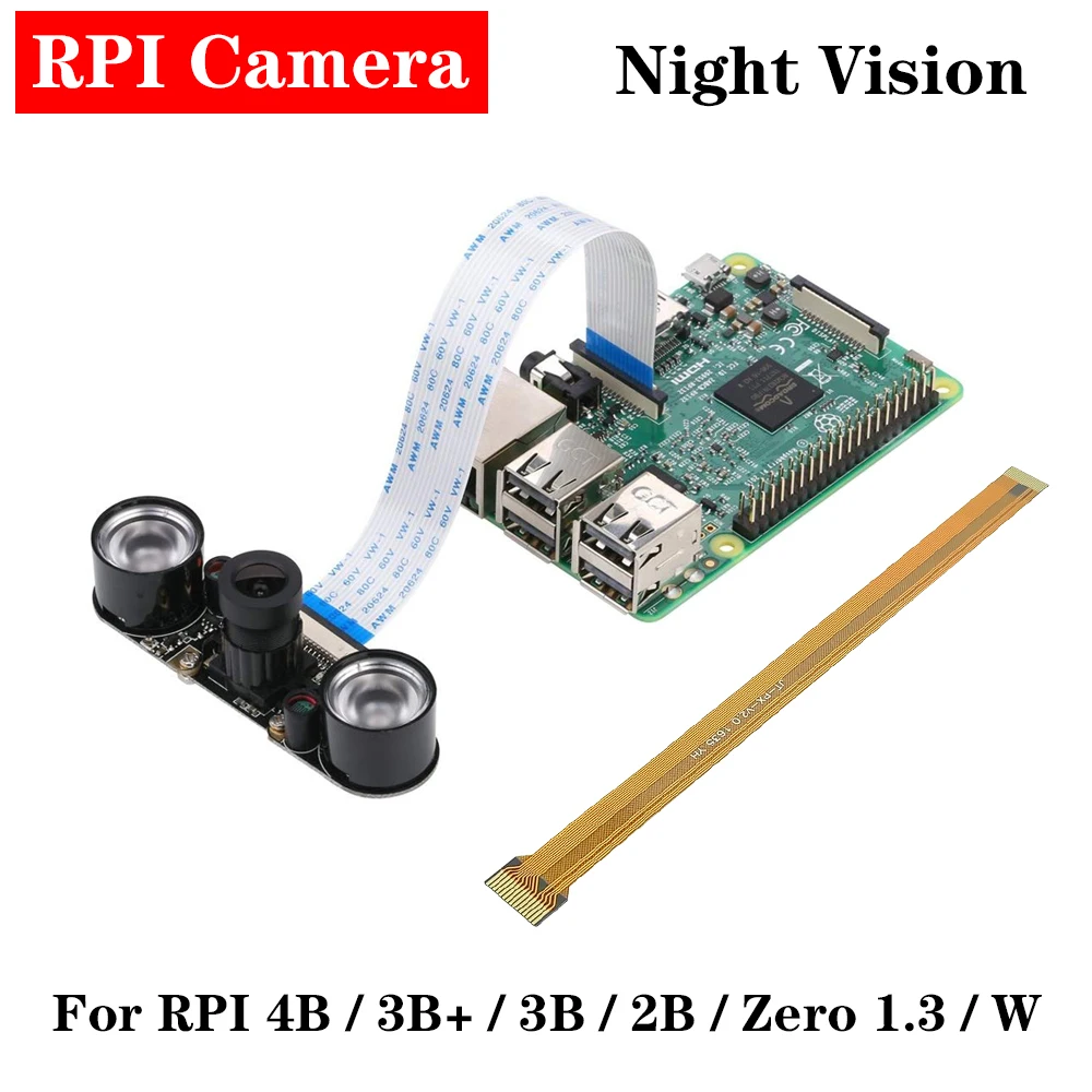 Камера ночного видения Raspberry Pi с кабелем IR Lighting для 4 3 Model B 4B 3B + Zero W V1.3|Аксессуары