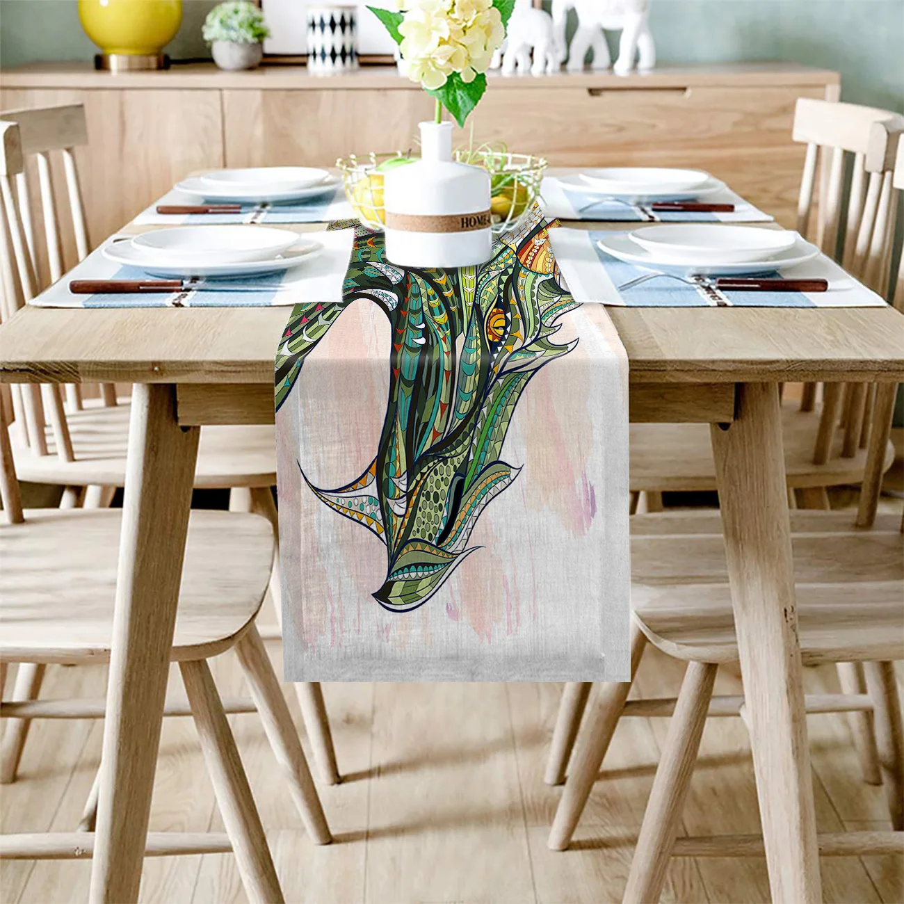 1 шт. зеленый дракон этнические иллюстрации современные настольные бегуны для