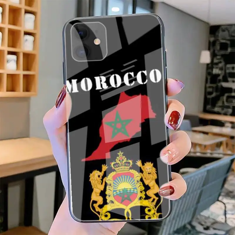 

Morocco Flag Coat Of Arms Symbol Phone Case Phone Case Tempered Glass For Iphone6plus 6S 7 8 X XS XSmax XR 11 12 Pro Max 12mini