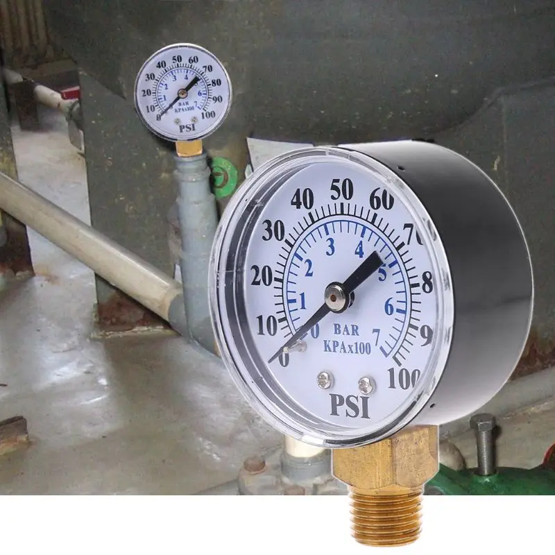 

Манометр для скважин насоса, 1/4 дюйма, резьба NPT, 0-100 PSI, 0-7 бар, монитор давления воды, воздуха, Газа