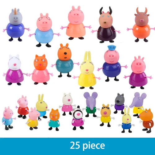 25 PCS Оригинальная игрушка Peppa, Свинка Джордж, фигурки, кукла Peppa, друзья, любовь, обучение, классная сцена, развивающие игрушки, Детский Рождественский подарок - Цвет: 25 PCS
