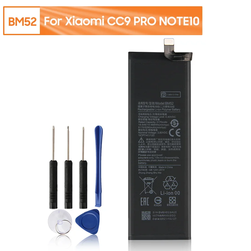 

Xiao Mi Original BM52 Battery For Xiaomi CC9 PRO NOTE10 Note 10 Mi Note 10 Pro Genuine Replacement Phone Battery 5260mAh