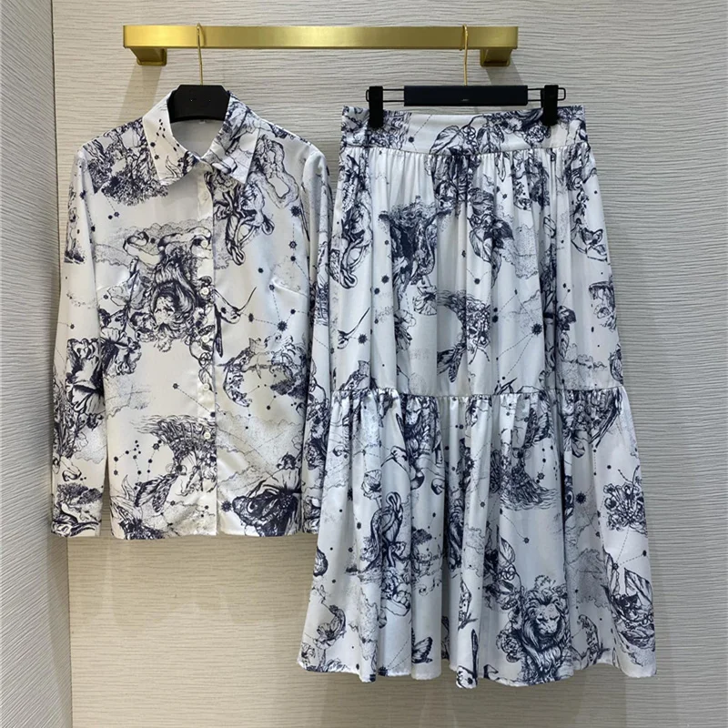 

Женский весенний костюм из юбки и блузки, комплект из двух предметов