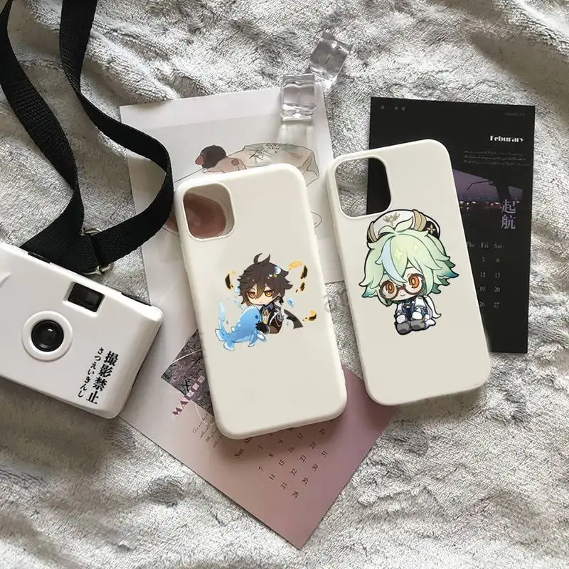 

Genshin Impact cute Phone Case Candy Color for iPhone 6 7 8 11 12 s mini pro X XS XR MAX Plus