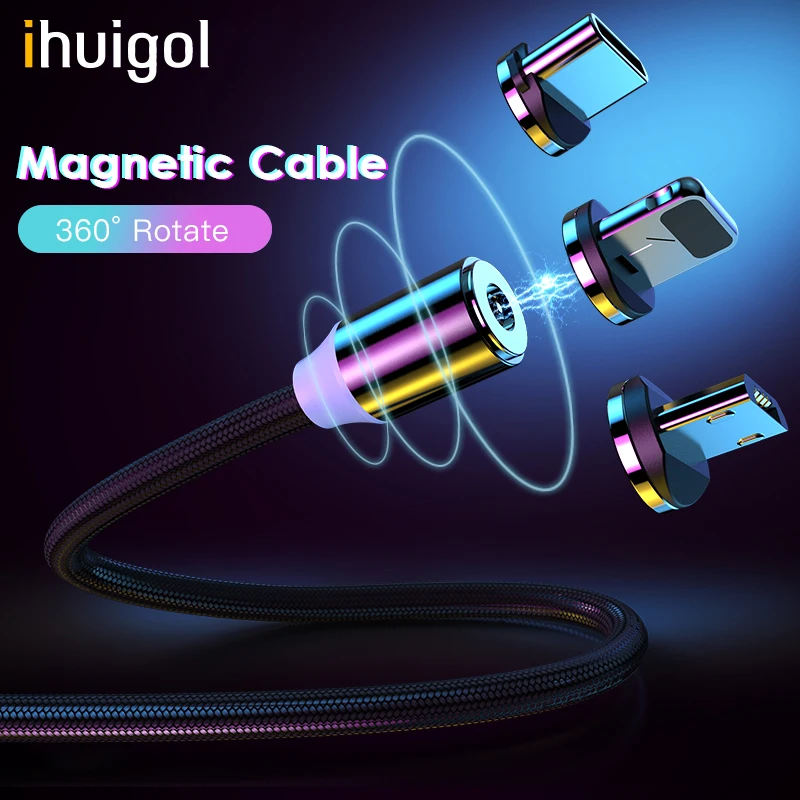 

ihuigol Magnetic USB Charging Cables Lighting For iPhone X 7 8 11 Pro Max Charging Cable Type-C Micro USB For Huawei P20 Samsung