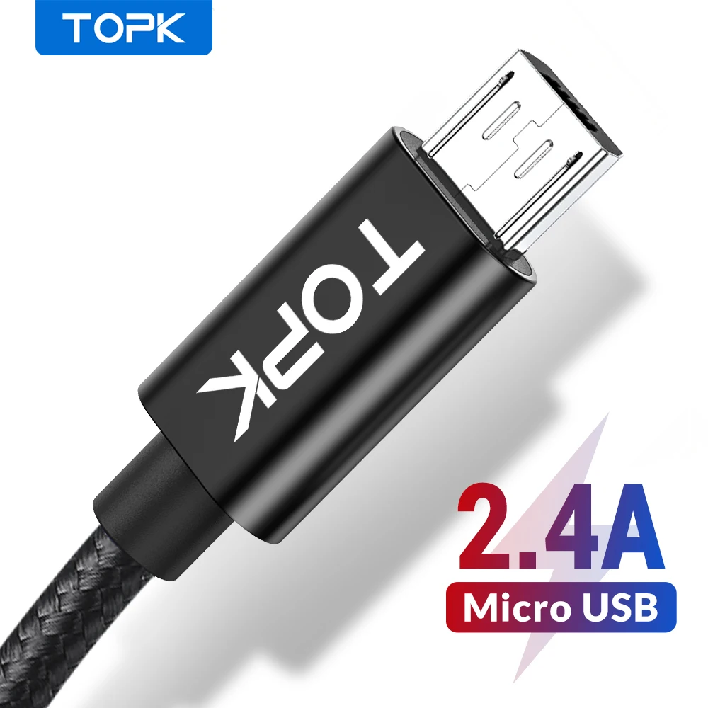 Микро USB кабель 2.4A нейлон Быстрая зарядка для передачи данных Samsung Xiaomi Microusb