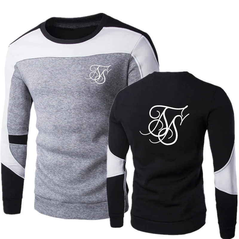 

SikSilk Letter Printing 2022 New Spring Autumn Men's Stitching Hoodie Fashion All-Match Street Personality Sweatshirt DG-7