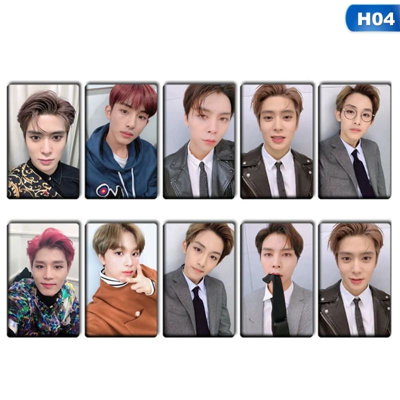 H04 10 шт./компл. k-pop NCT 127 мини-альбом карты с кристаллами наклейки автограф фотокарты бумажные карты - Цвет: H04