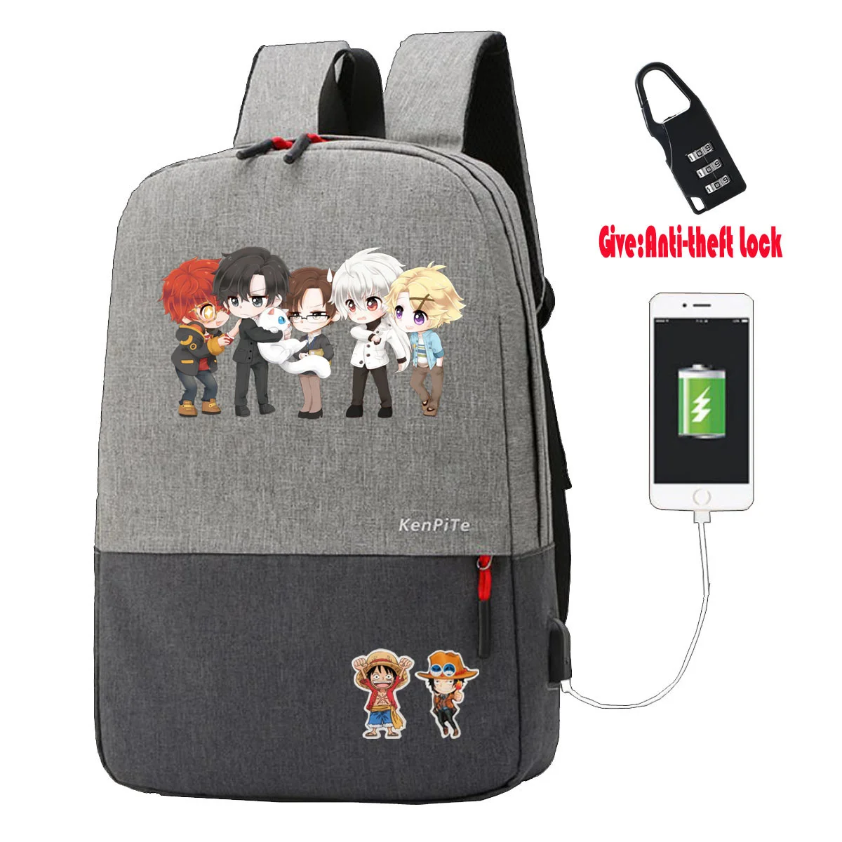 

Game mystic messenger Backpack Anti-theft USB Charging bag women men Laptop backpack teenagers Travel backpack student book Bags