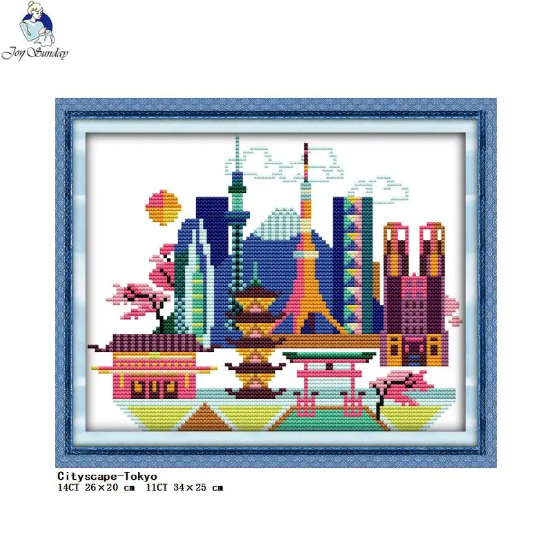 City Scenery Counting Cross Stitch Kits DIY Art Pattern 11CT 14CT Stamping Needlework Set Fabric Embroidery Kit Home Decor | Дом и сад
