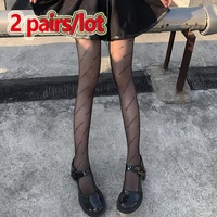 2 pairslot sexy womens stockings thin black color letter silk stockings womens fashion brand thin print tights