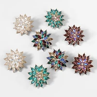 fashion metal rhinestone flower earrings womens popular exaggerated stud earrings party accessories