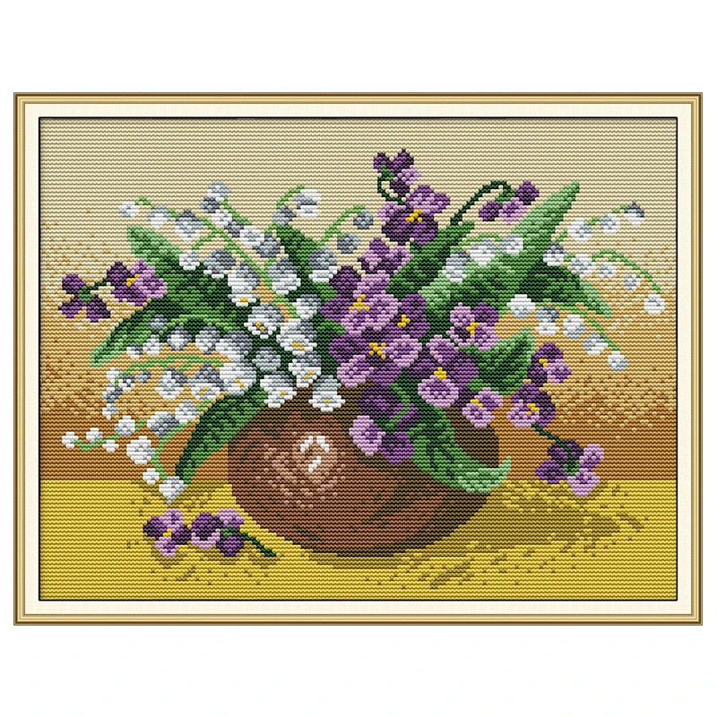 Joy Sunday Новый Набор для вышивки крестиком ваза рукоделия Lily Of The Valley 11/14 CT ручной