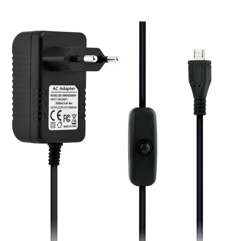 5 в 3 А для Raspberry Pi B + блок питания Micro USB адаптер переменного тока с переключателем