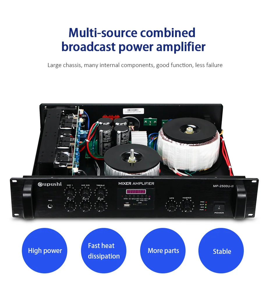 Oupushi MP-2180U высокомощный профессиональный усилитель вещания Многофункциональный Bluetooth усилитель Поддержка дистанционного управления