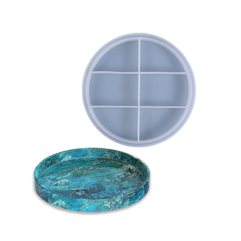 

DIY Crystal Epoxy Plastic Tray Mold Mirror Surface Daily Cosmetics Storage Round Storage Tray Silicone Molds