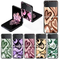 heart swirl pattern case for samsung galaxy z flip 3 hard silicone tpu funda shockproof cover luxury phone shell