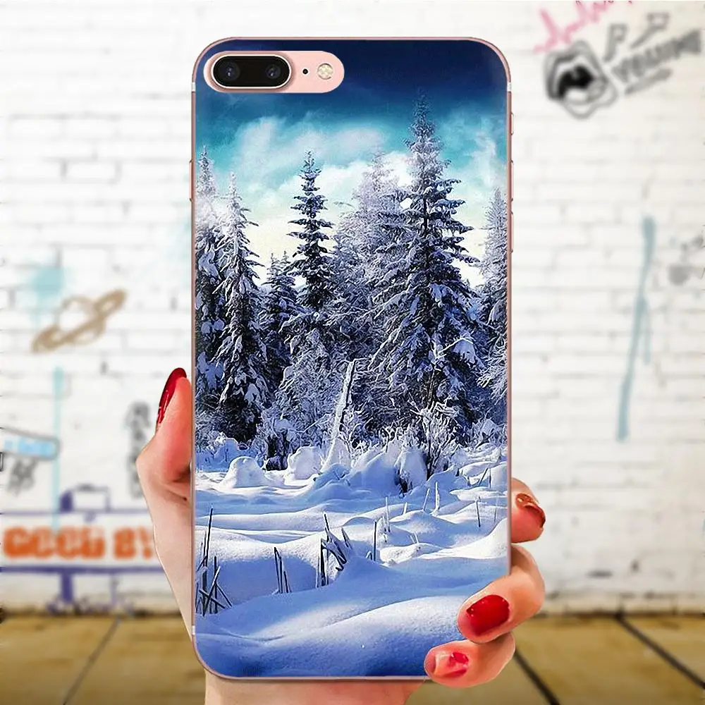Зимний Снежный лес мягкий модный чехол для Apple iPhone 11 Pro X XS Max XR 4 4s 5 5C 5S SE 6 6S 7 8 Plus |