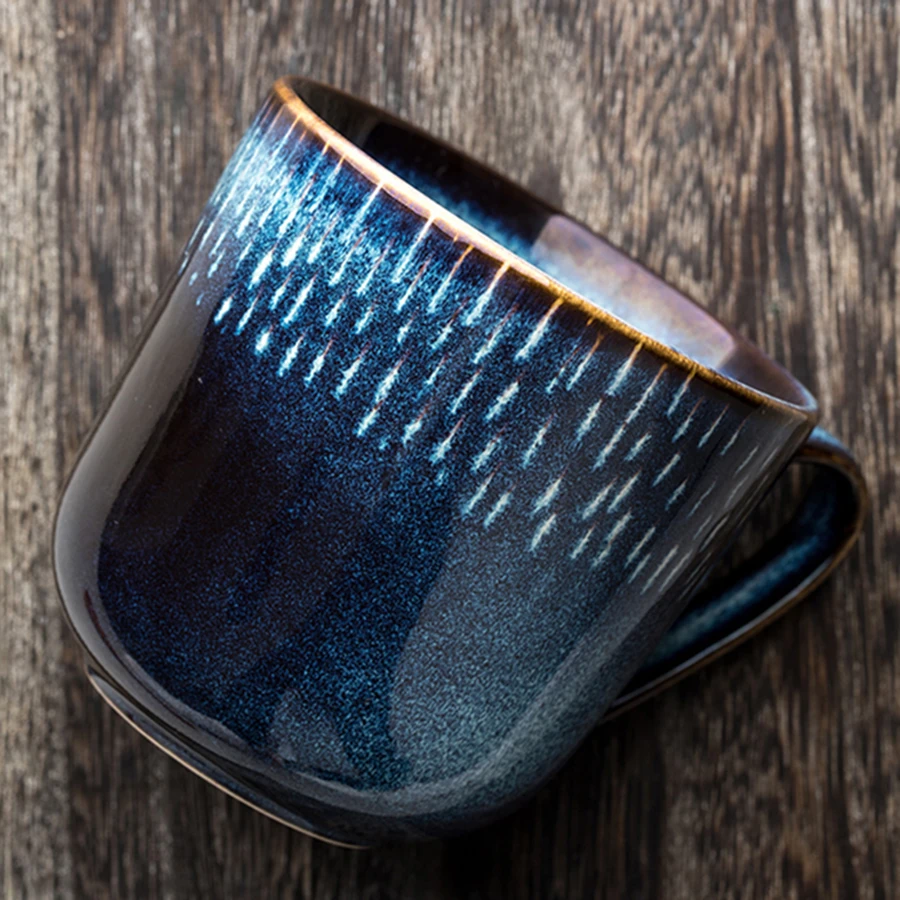 Творческий пива Кофе молоко чашки кружка чашка Caf синий роскошные Винтаж