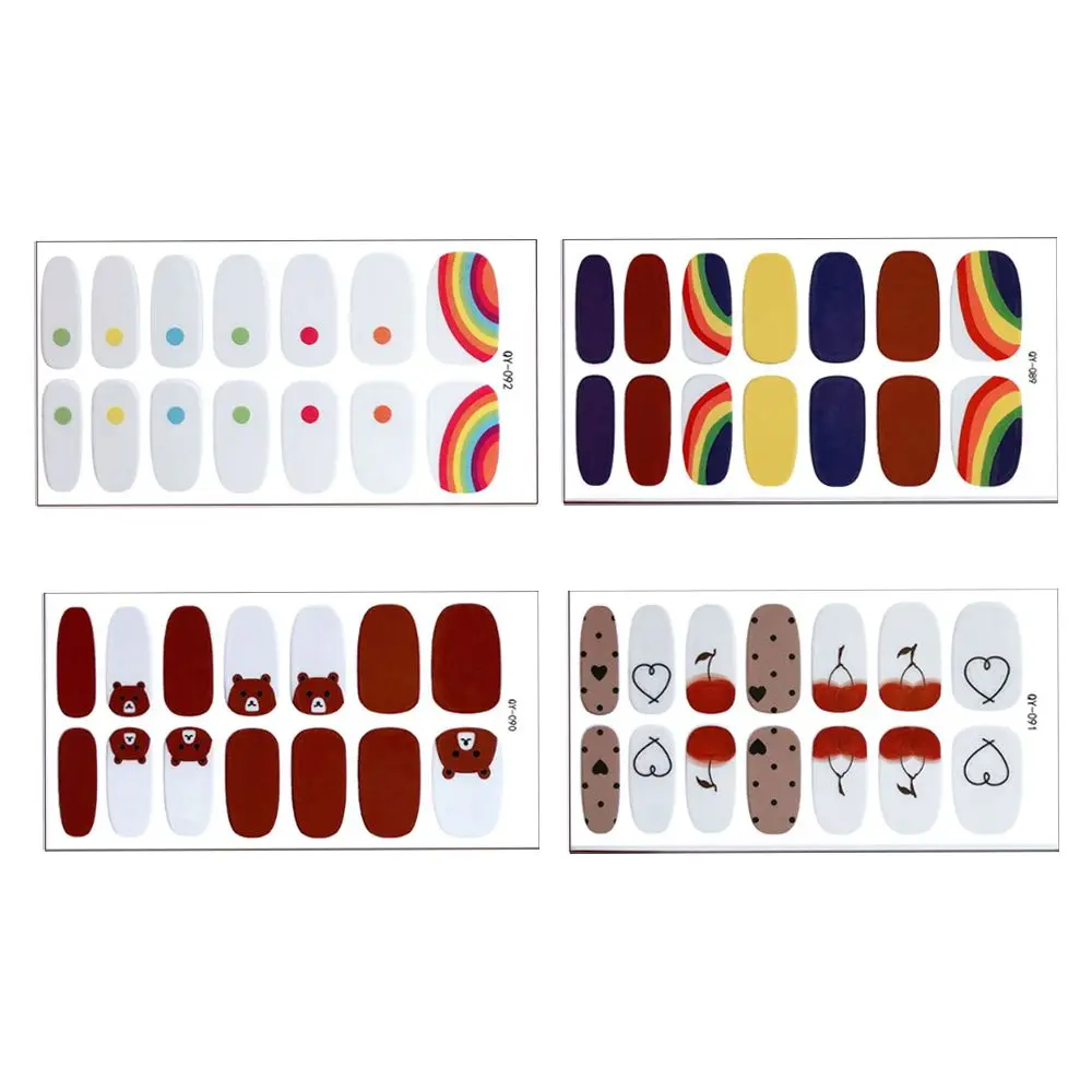 

4 Sheets DIY Nail Art Design Nail Decals Rainbow Strawberry 3D Self-adhesive Nail Stickers Nail Art
