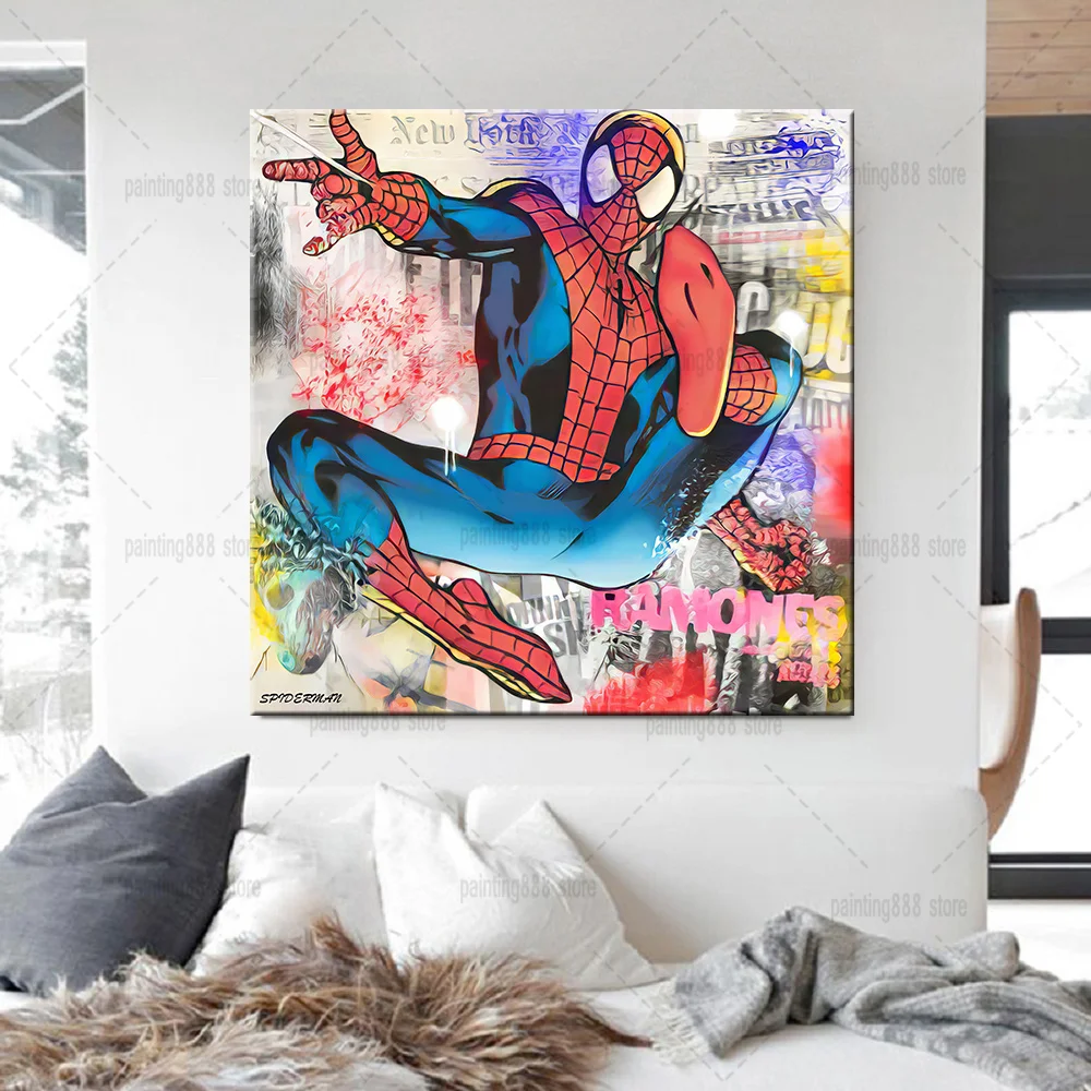 

Disney Marvel Spider-man Superhero Poster Print Avenges Superhero Modern Graffiti Marvel Canvas Painting Poster Room Home Decor