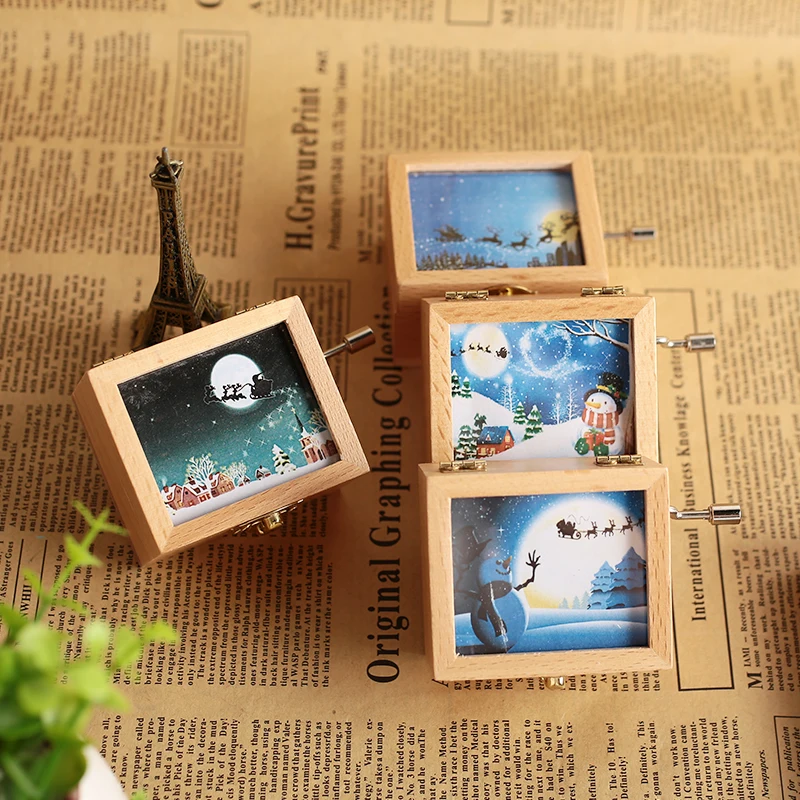 Музыкальный Чехол восьмицветная коробка Снеговик Лось деревянная Красивая