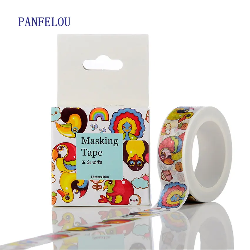PANFELOU 1 5 см x 10 м красочные животные мультфильм наклейки границы маскировки