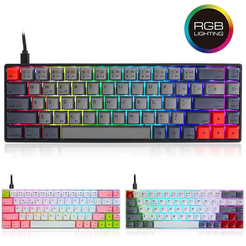

68 Keys Wired Gaming Mechanical Keyboard Accessories Hot Swappable ABS Keycaps Gamer Keyboard For MAC/Win/PC SK68 GK68