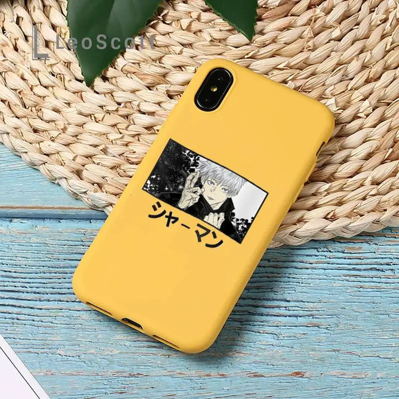 

Jujutsu Kaisen Anime Cartoon Phone Case Yellow Candy Color for iPhone 11 12 mini pro XS MAX 8 7 6 6S Plus X SE 2020 XR