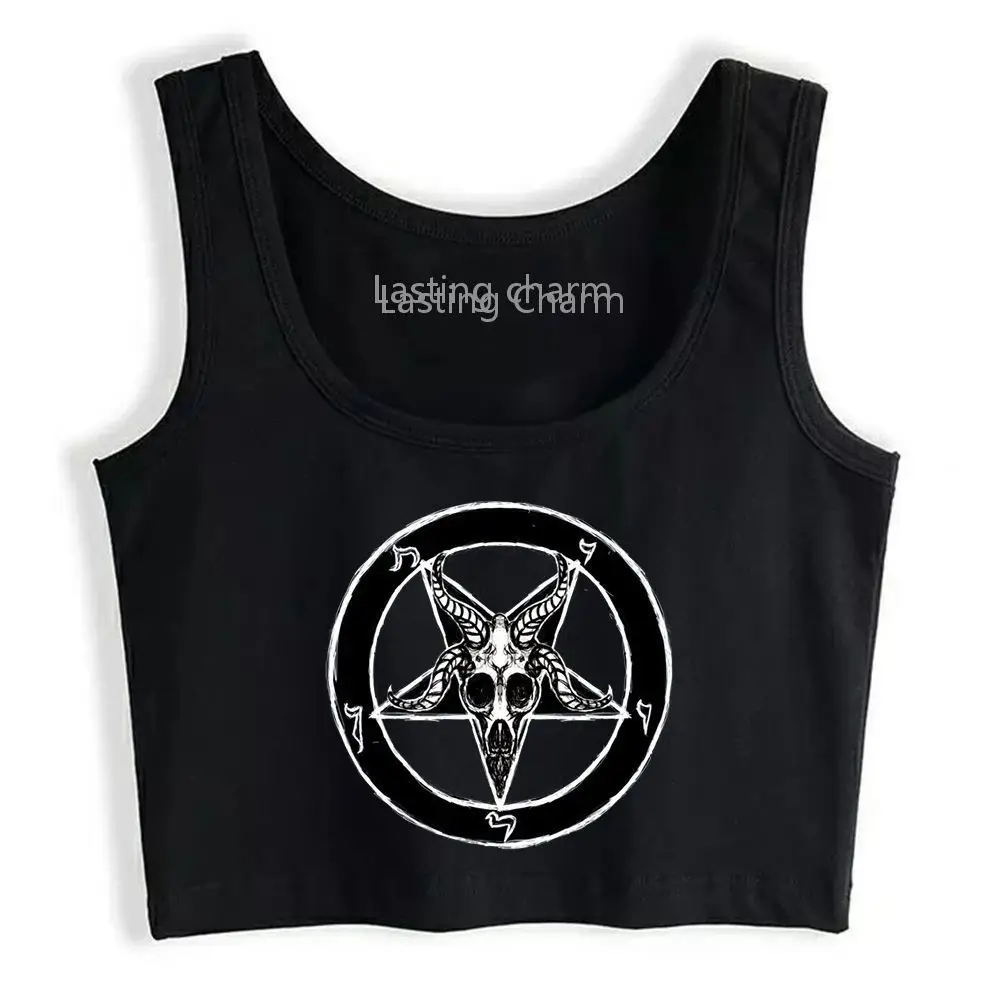 

Baphomet Pentagram Emo Grunge Aesthetic Tank Top Female Comic Yoga Sports Crop Top
