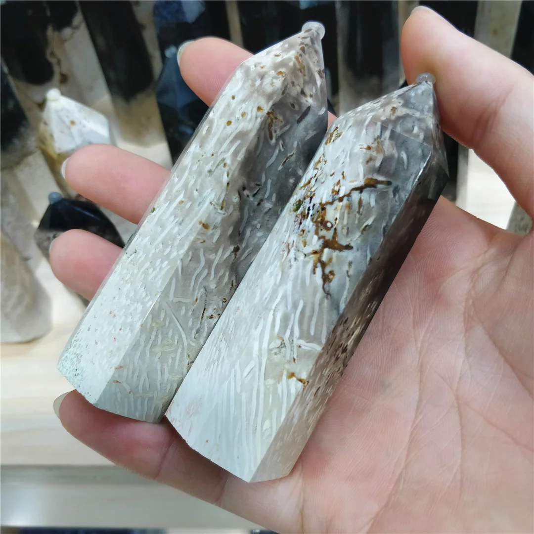 2 шт. натуральный корень пальмы минеральные кристаллы кварца полированная точка
