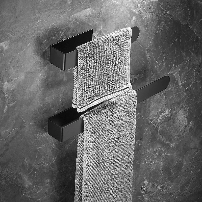 

YCRAYS Black Brushed Toilet Paper Towel Rack No Drilling For Kitchen Organizer Holder Wall Mount Bar Hanger Bathroom Accessories