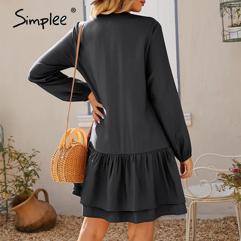 Женское платье с рукавами фонариками Simplee повседневное летнее треугольным