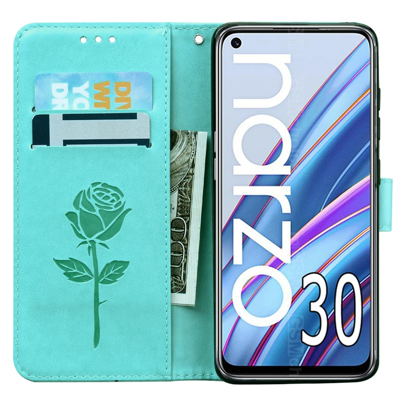 for realme narzo 30 case rmx2156 flip wallet leather phone cover on realme narzo30 чехолна magnetic card etui book