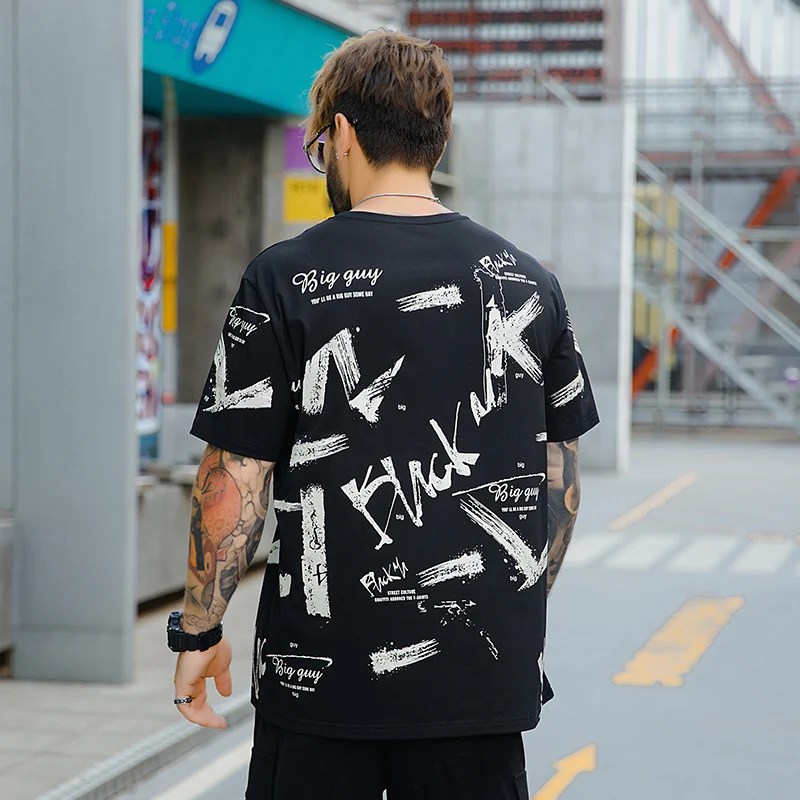 

Men 2021 Summer Casual Short Sleeve Tops Oversized T Shirts Men O Neck Letter Print Streetwear Fashion T Shirts Men