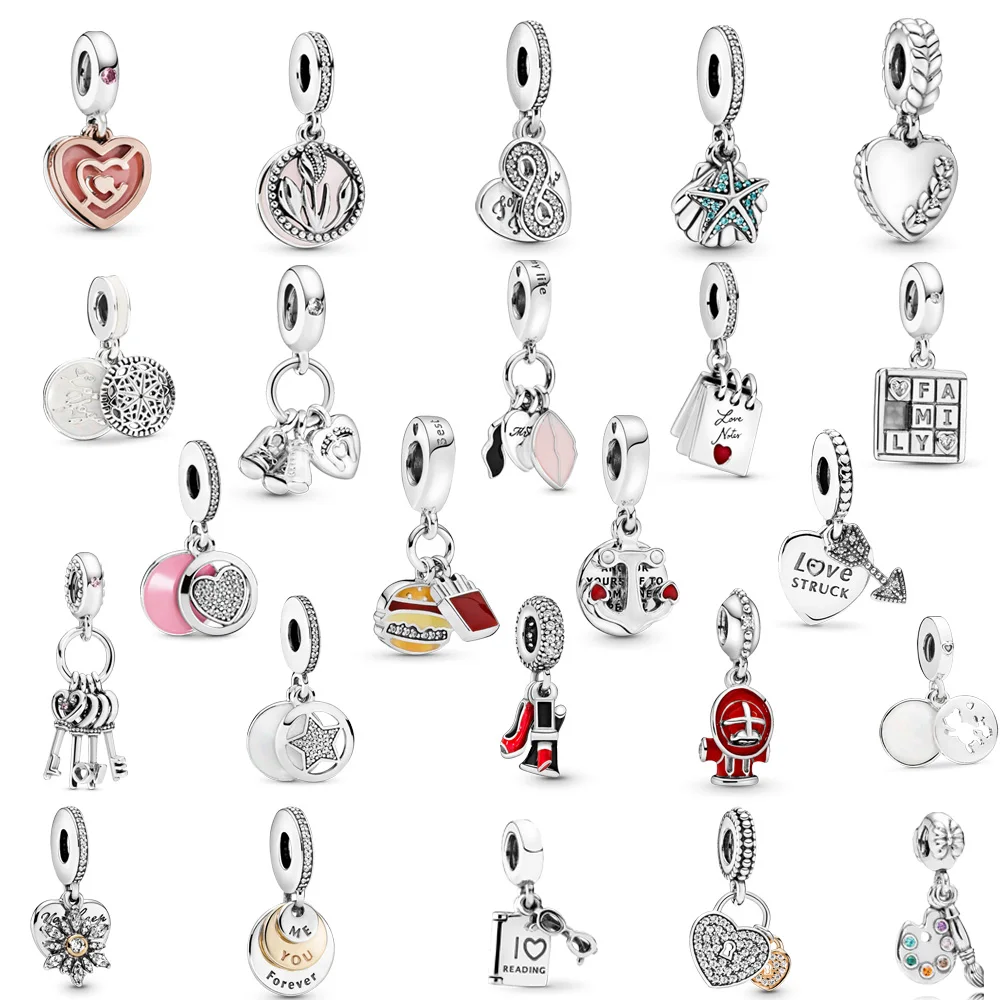 

YLYNXF Fashion S925 Sterling Silver Love Key Letter Seafood Pendant Suitable For Charm Bracelet Necklace Jewelry DIY Accessories