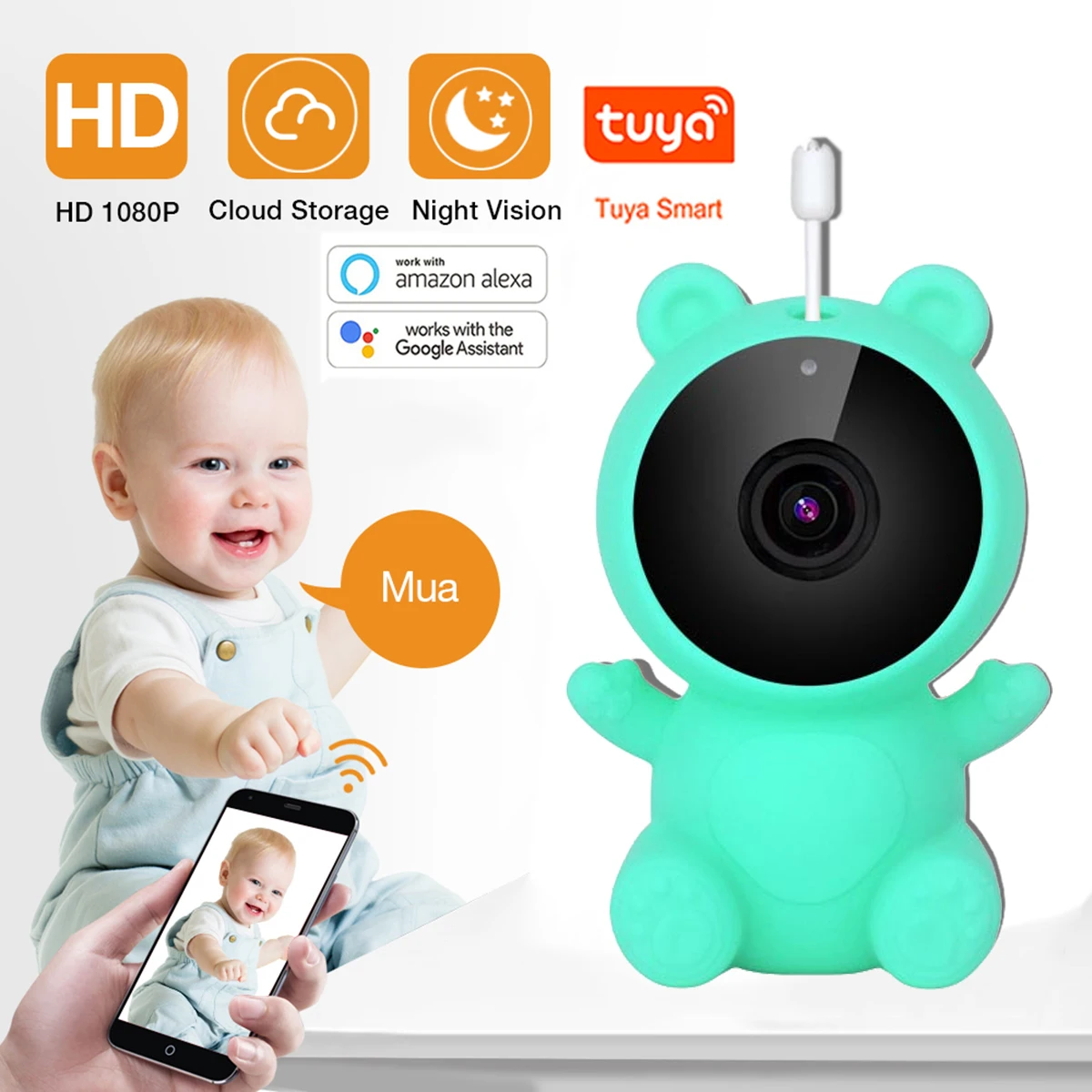 

Smart Home Security Protection Surveillance Camera 1080P HD Wifi Camera Night Vision IP Detect Alarm Webcam Video Baby Monitor